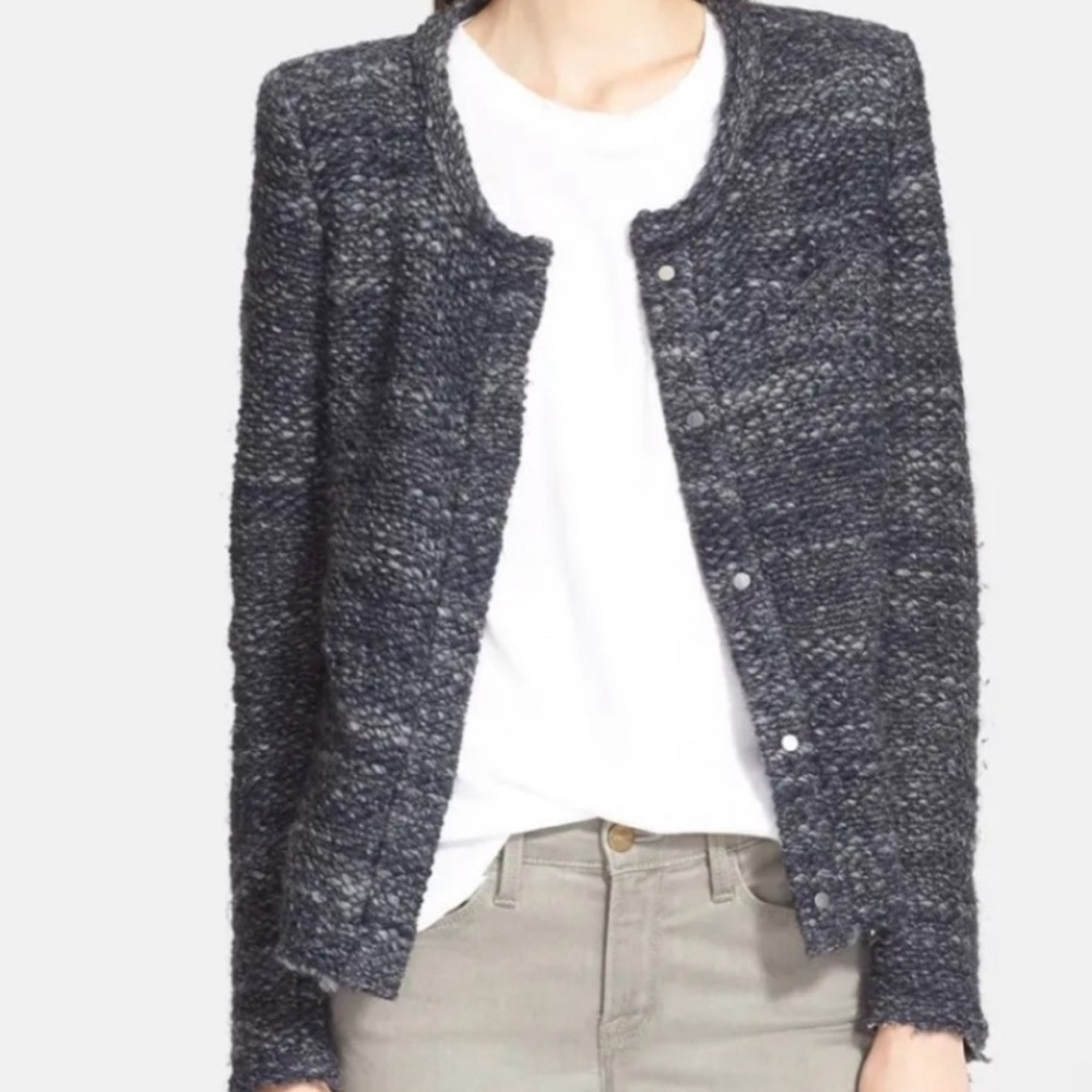 IRO charcoal Grey Carene Tweed Boucle Jacket